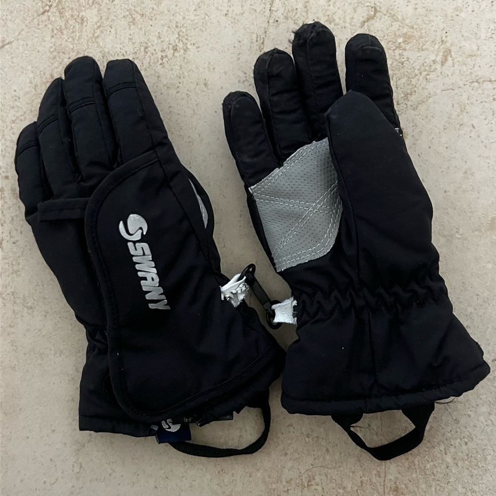 Swany Kids Black and Gray Snow Gloves